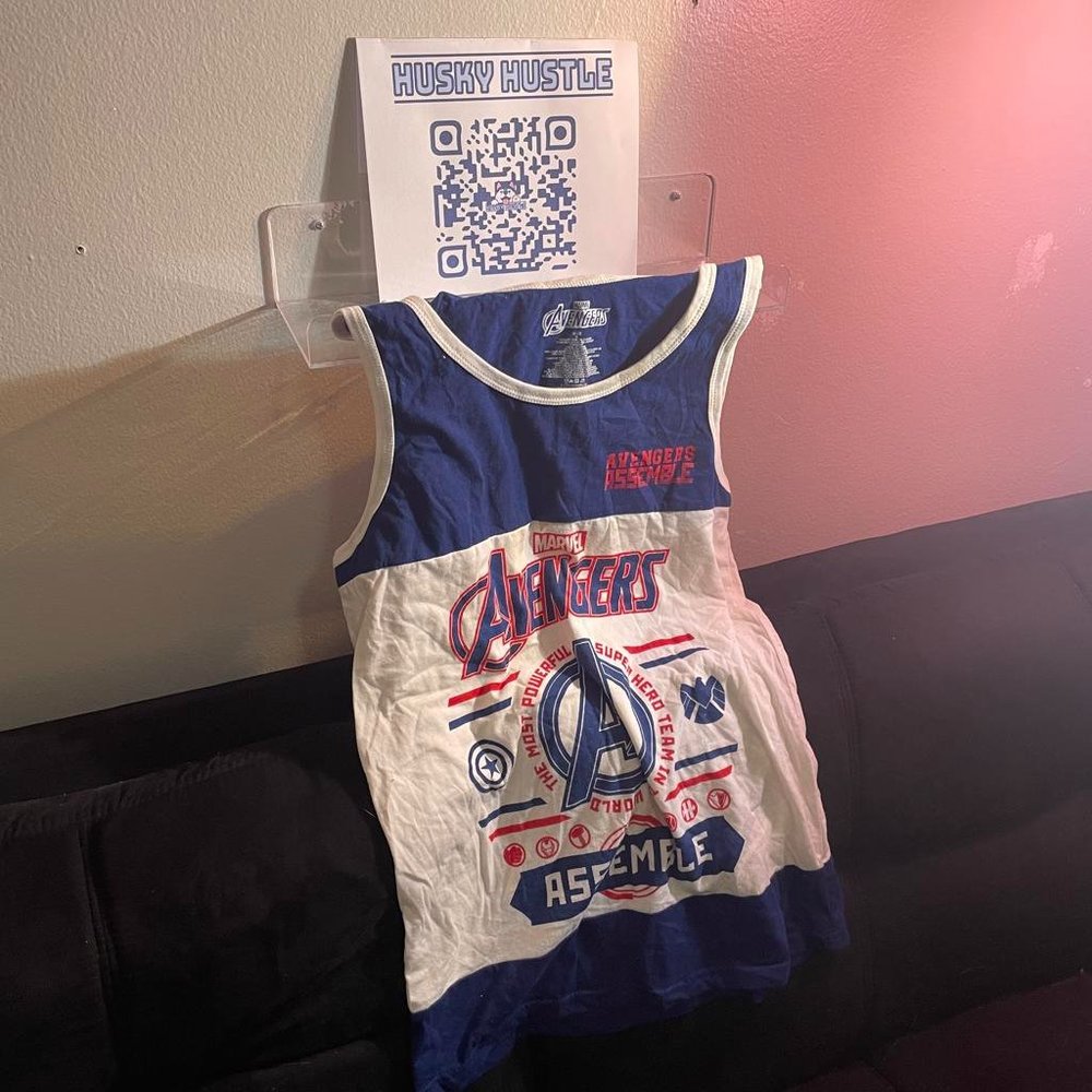 Marvel/MCU Avengers Assemble Red White and Blue Logo Graphic Tank (Small)